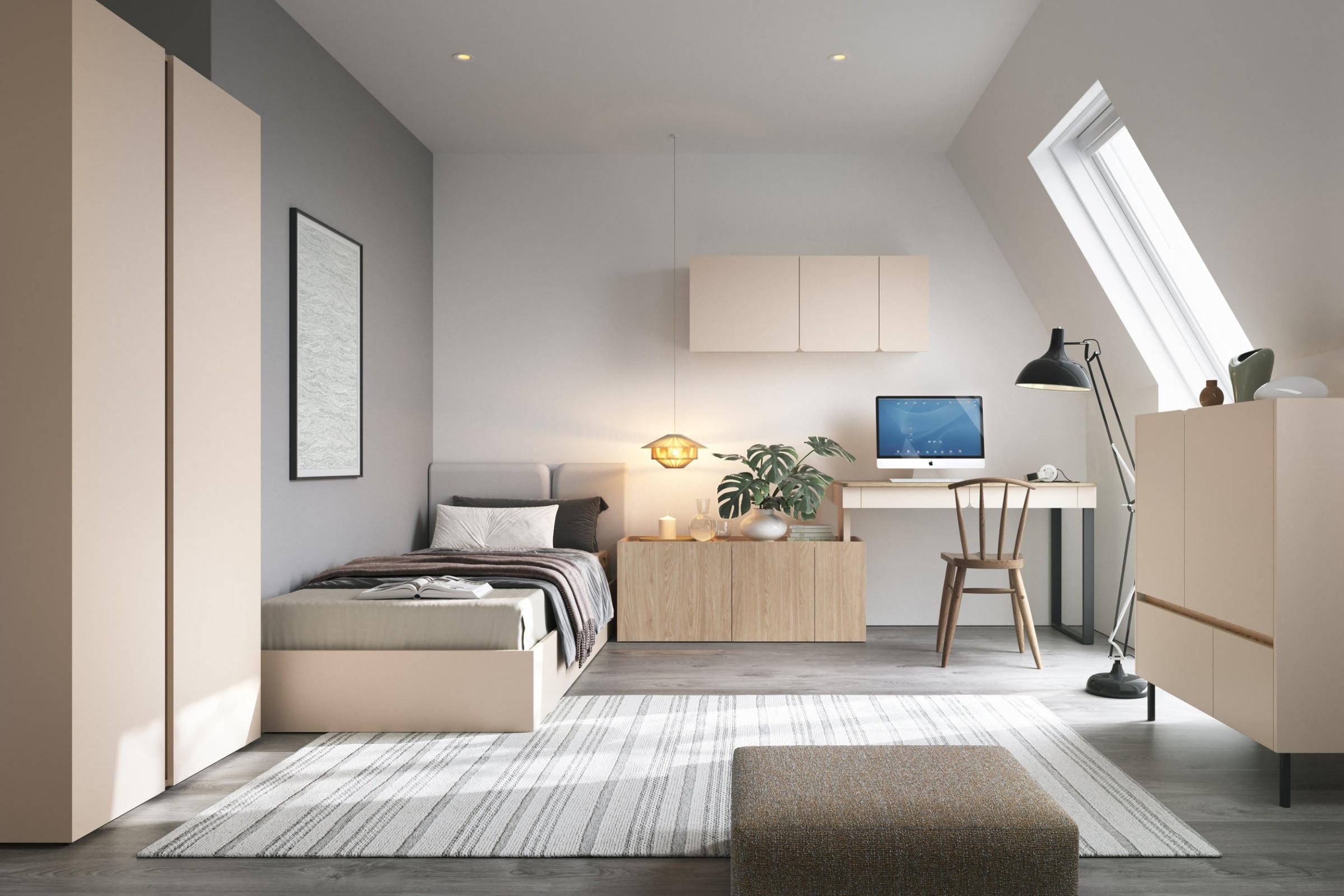 Thumbnail - Deine Möbel 24 Jugendbett, Beige, Eiche, Holzwerkstoff, 90x200 cm, Kinder- & Jugendzimmer, Jugendmöbel, Jugendbetten