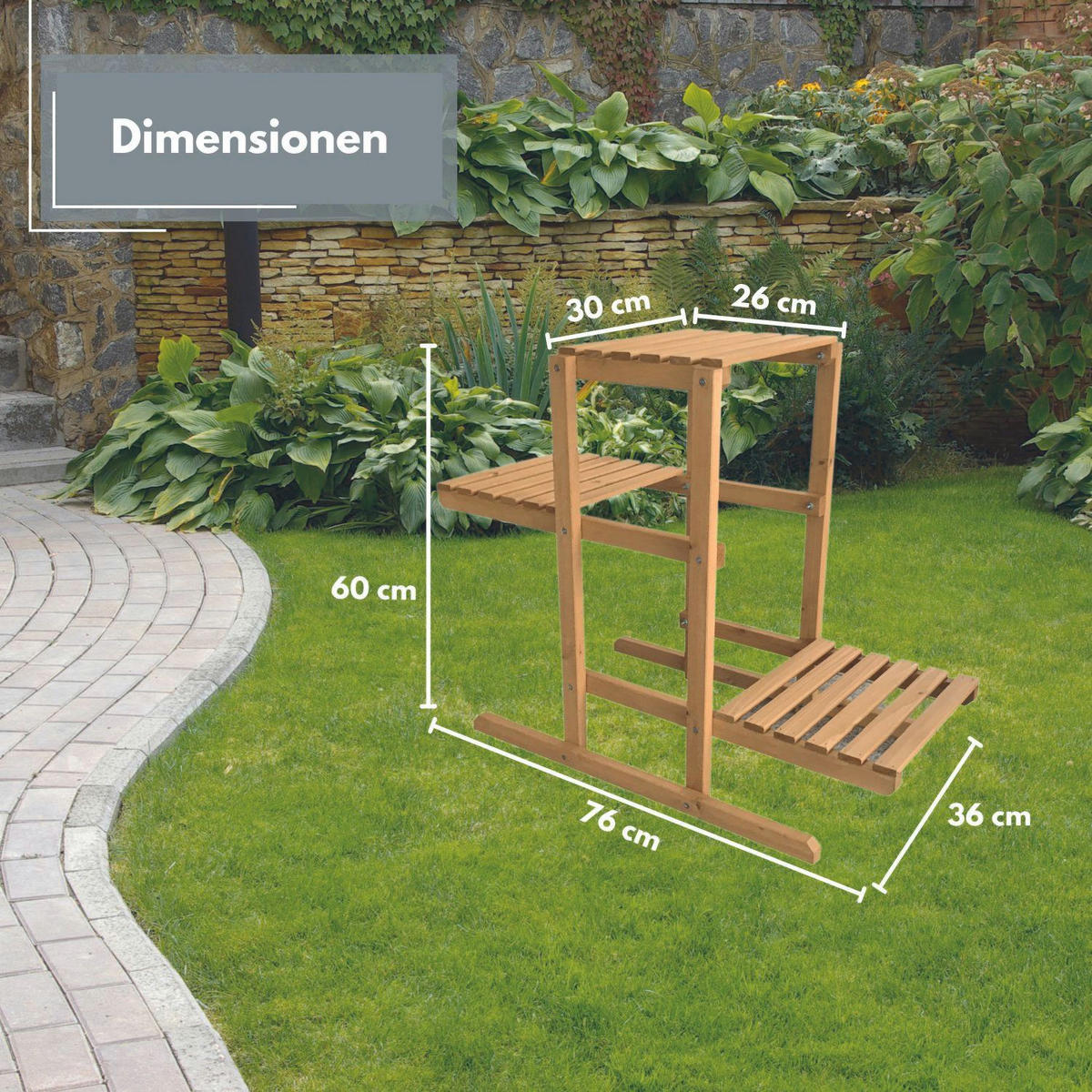 BLUMENREGAL PERRY 76/36/60 cm - Naturfarben, Holz (76/36/60cm) - Coemo