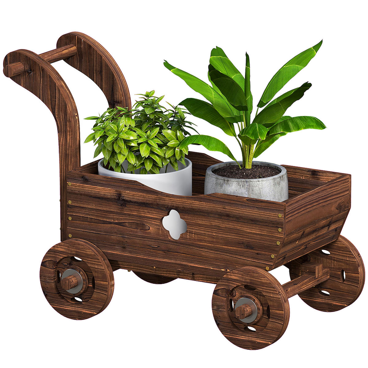 HOCHBEET DE-05361 Wagenform, mit Rädern & Griff Holz - Naturfarben, Holz (68/52/38cm) - ComfortXL