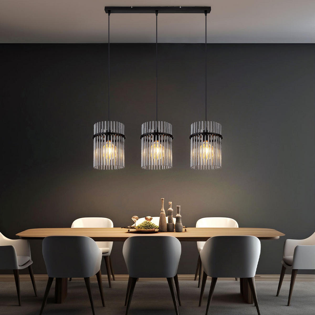 LED HÄNGELEUCHTE Gorley Metall Schwarz - Schwarz, Glas (80/20/140cm) - Globo Lighting