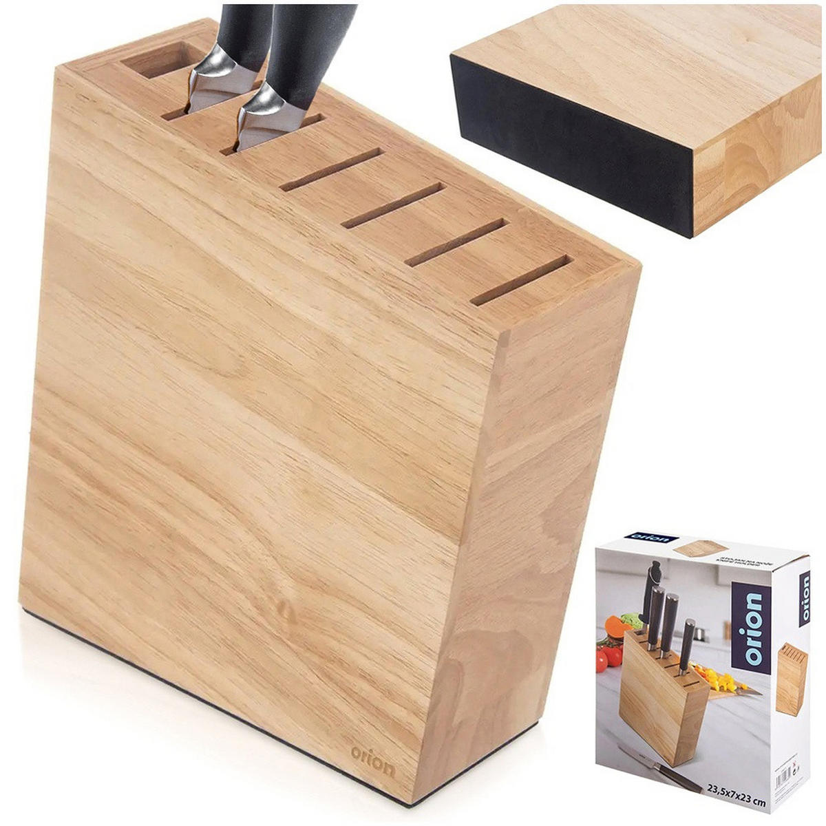 MESSERBLOCK Gummibaum mit Fächern Natur - Naturfarben, Holz (7/23/20cm) - Orion 