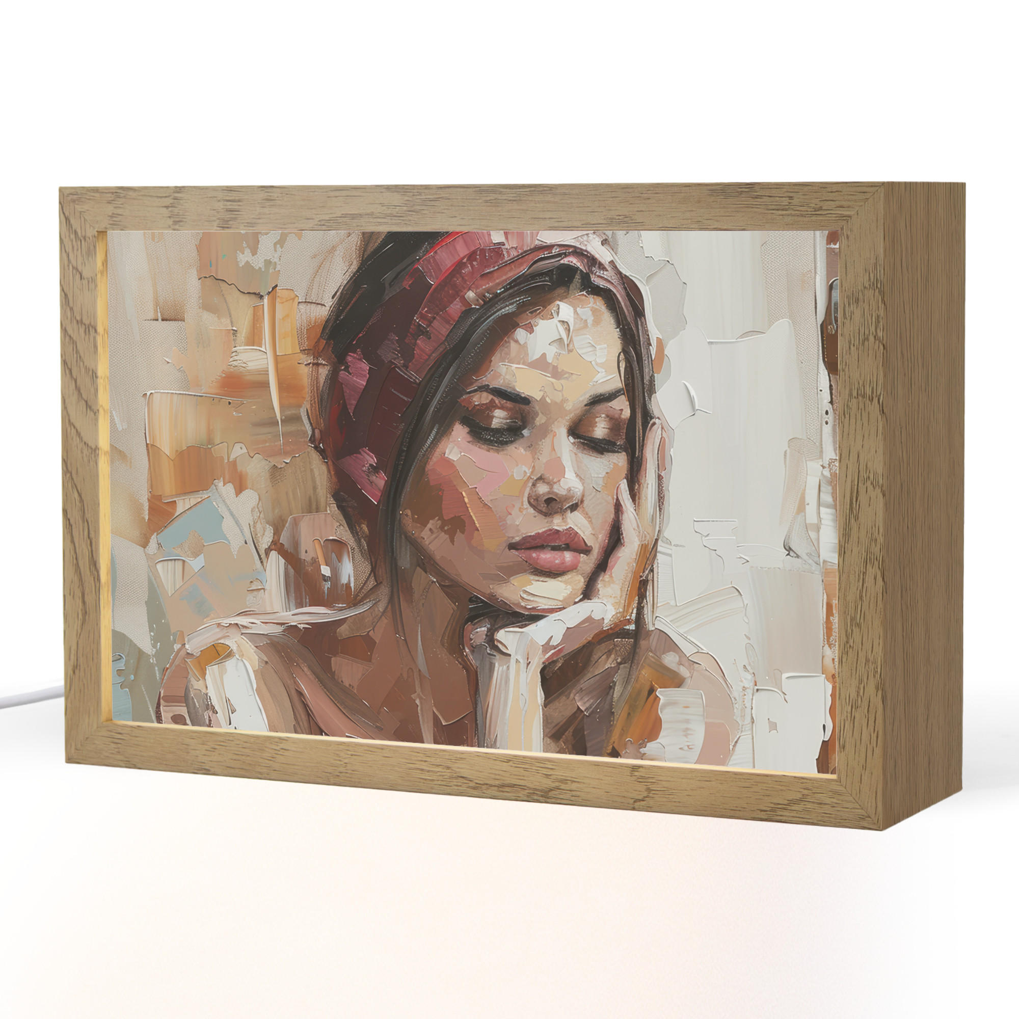 OnlyWow STOLNÍ LAMPA Žena - vzhled malby - portrét - moderní 30x20 cm