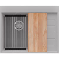 SPÜLBECKEN Sydney, 2-er set Grau 62/50 cm 1 Becken + Ablauf-Set + Küchenzubehörset ab 40er Unterschrank - Chromfarben/Beige, Kunststoff (62/20/50cm) - Primagran