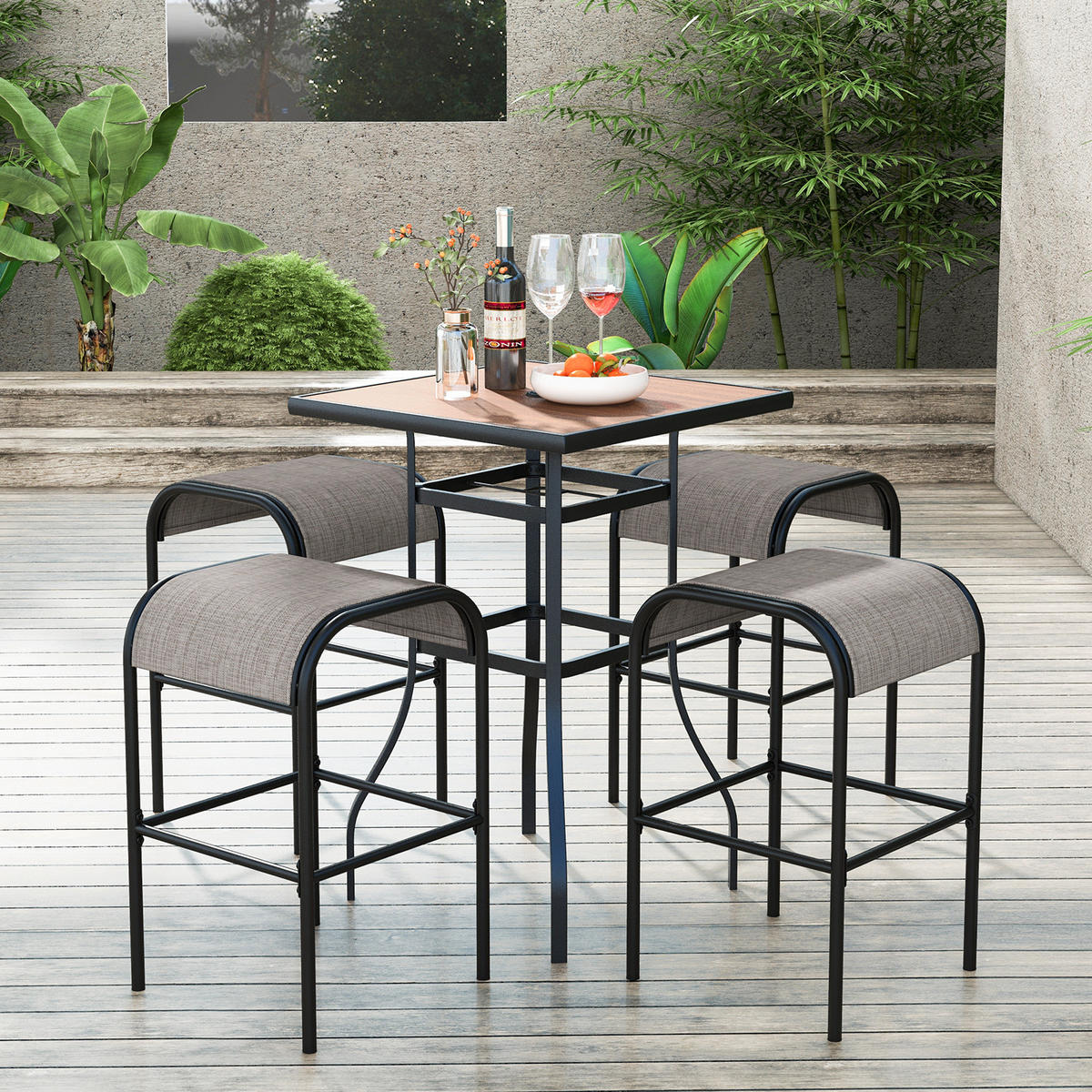 BARHOCKER Kaffee(2er-Set) - Braun, Metall (47/76/47cm) - COSTWAY