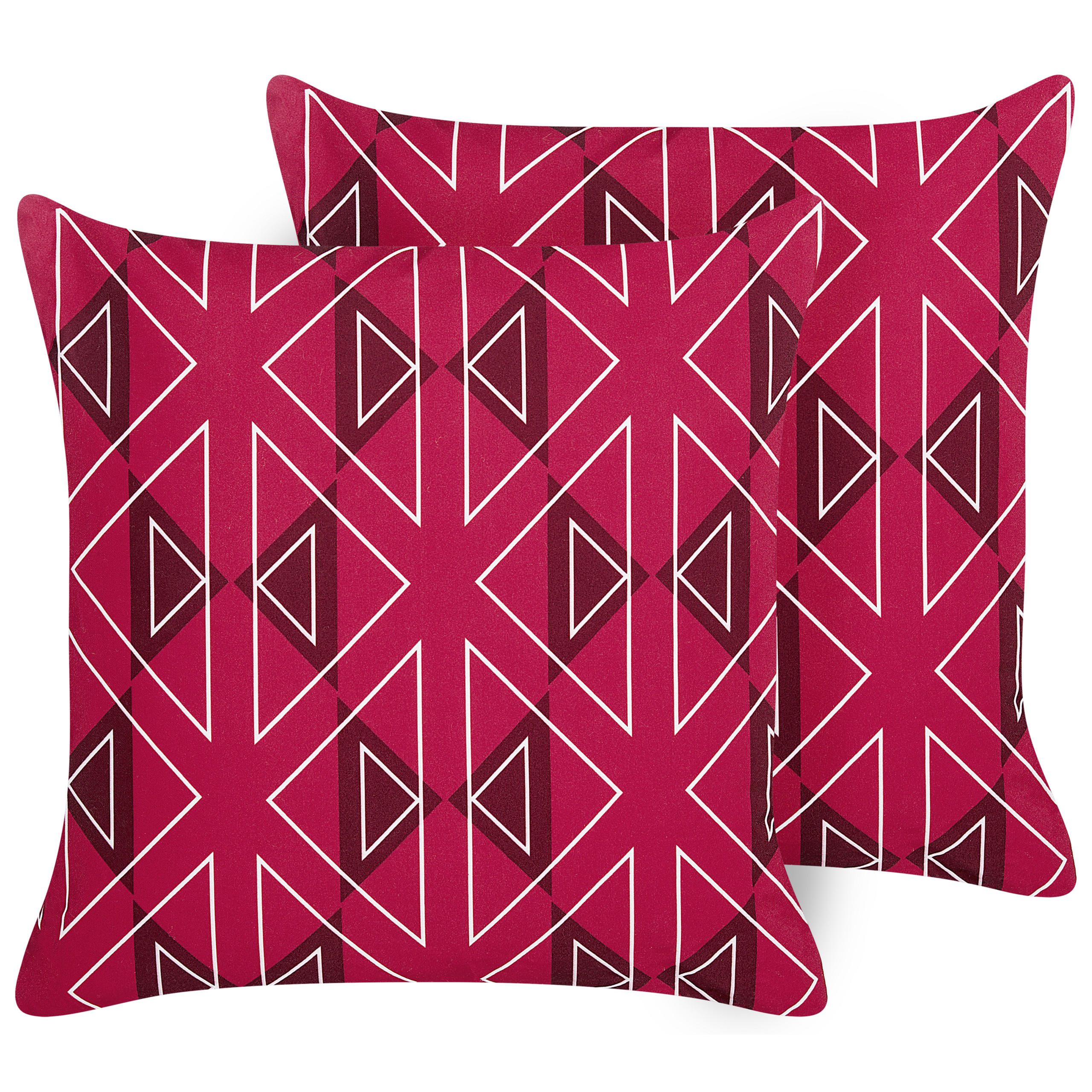 GARTENKISSEN 2er-Set geometrischem Muster rosa 45/45 cm Mezzano - Violett, Textil (45/45cm) - Beliani