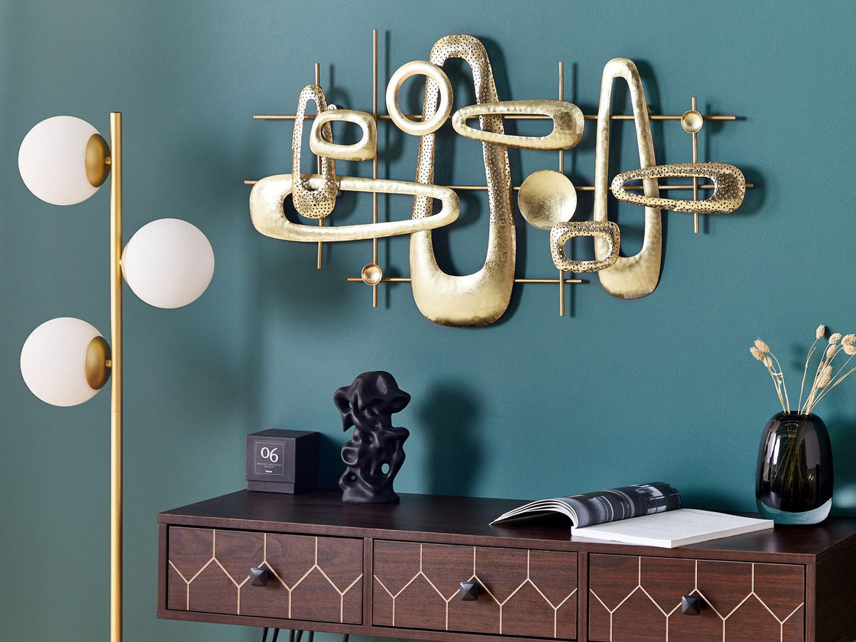 WANDDEKORATION Metall gold Manganese - Goldfarben, Metall (90/50/5cm) - Beliani