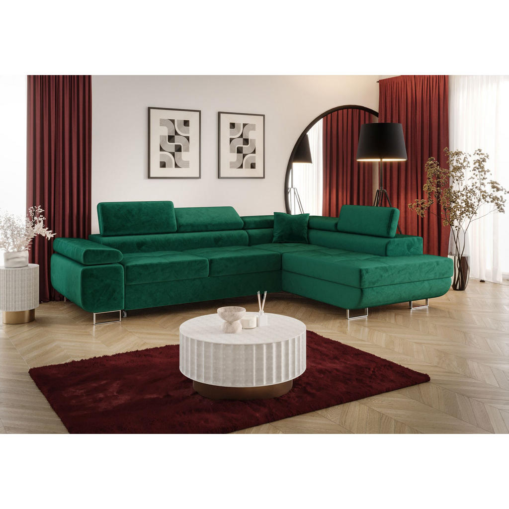 Thumbnail - Bedante Ecksofa, Grün, Textil, 275x200 cm, Wohnzimmer, Sofas & Couches, Wohnlandschaften, Ecksofas