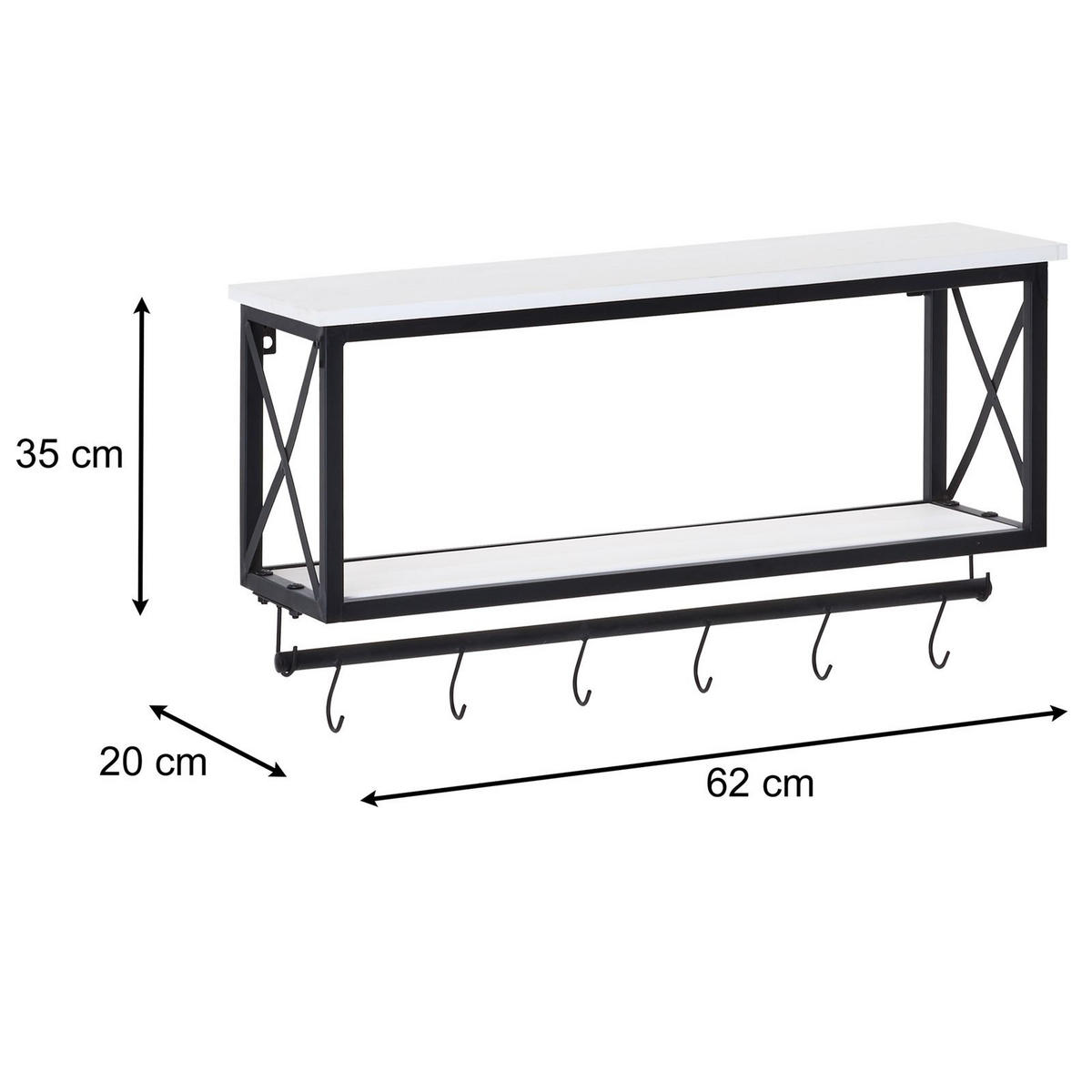 WANDGARDEROBE ARMANDO - Schwarz/Weiß, Metall (62/35/20cm) - CARO-Möbel