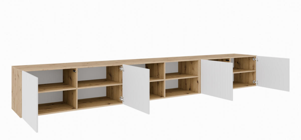 TV-LOWBOARD Weiß NOELI300 Offene Regale Für Fernseher Artisan+ - Weiß, Holzwerkstoff (300/41/40cm) - Sepro Meble