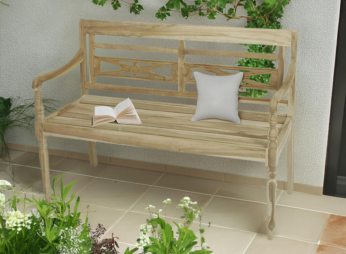 GARTENBANK Marlen 2-Sitzer Terrassenbank - Braun, Holz (120/86/55cm) - DELUKE