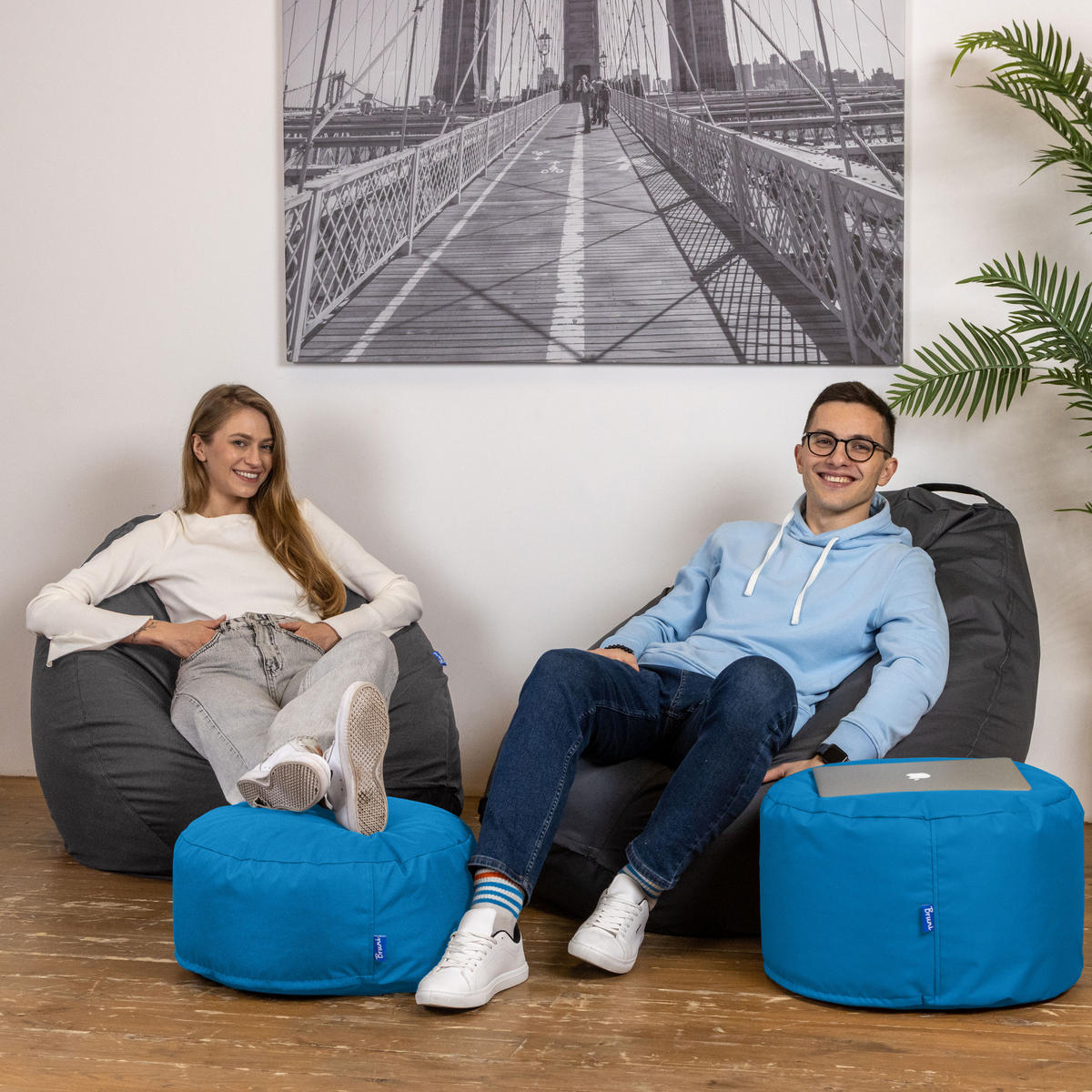 POUF M blau - Blau, Textil (500/200/500cm) - Bruni