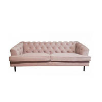 SOFA MIRA Rosé Webstoff - Pink/Schwarz, Textil (223/82/94cm) - KAWOLA
