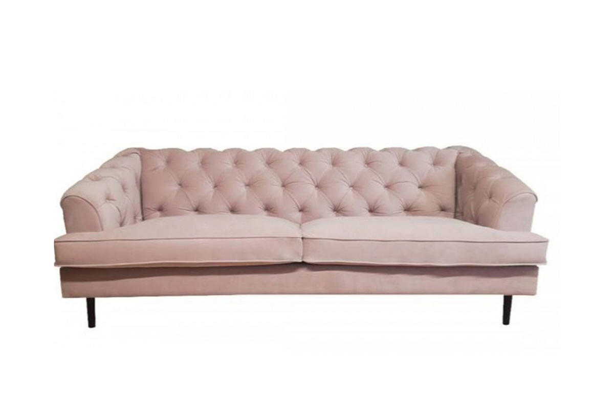 SOFA MIRA Rosé Webstoff - Pink/Schwarz, Textil (223/82/94cm) - KAWOLA