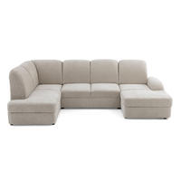 ECKSOFA VIBE U Links mit Schlaffunktion 129x263 Chenille Beige - Beige/Schwarz, Holz/Kunststoff (280/102/186cm) - Muffo