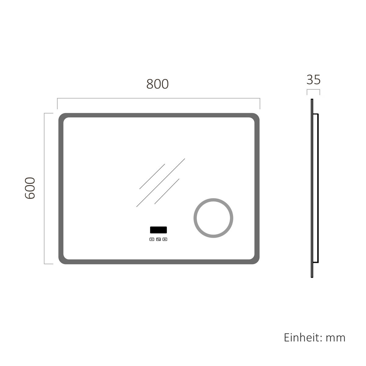 OGLINDA de baie cu LED-uri 80/60 cm - transparent, sticlă (80/60/3.5cm) - EMKE