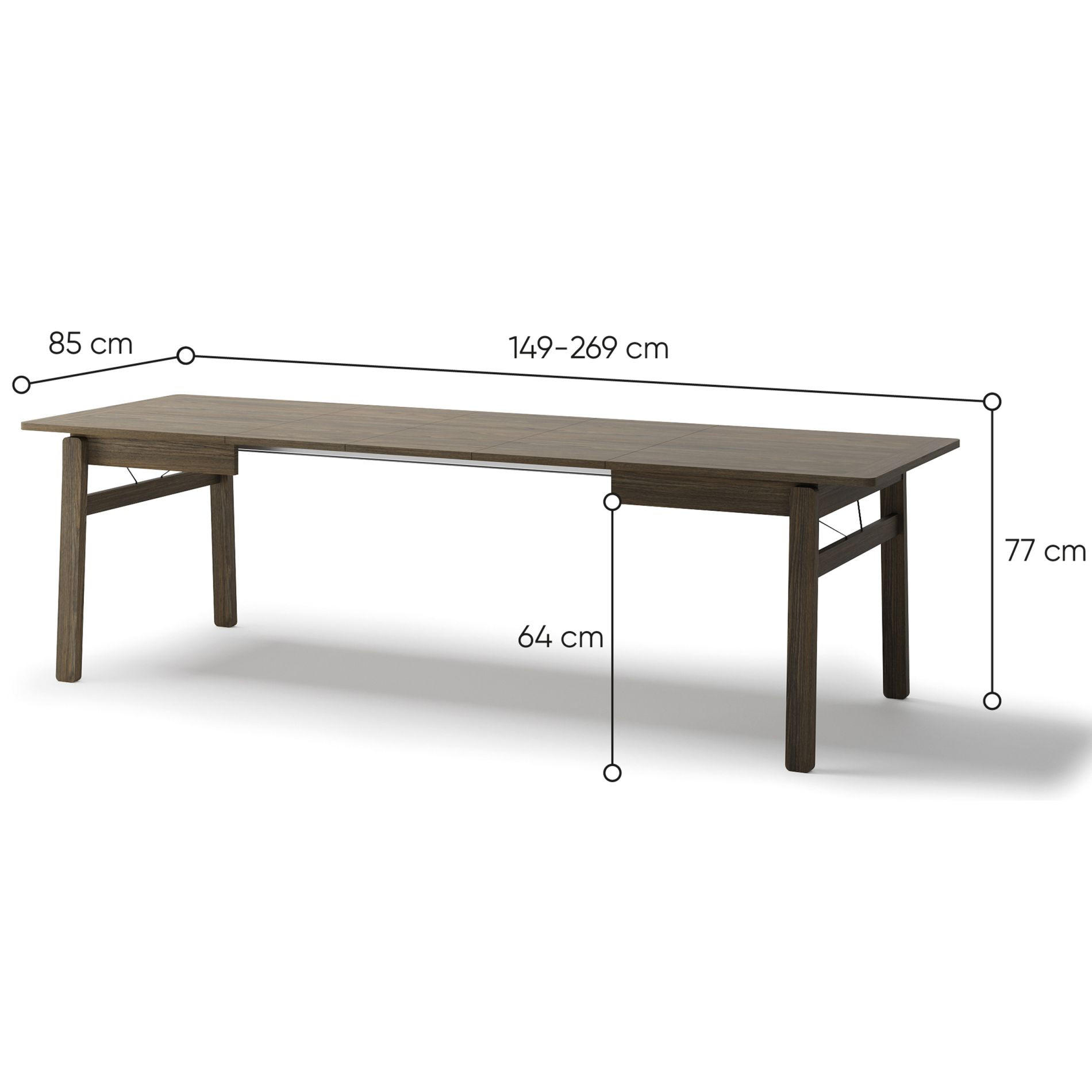 ESSTISCH Plot ausziehbar Dunkle Eichenholzoptik, 149 x 269 x 85 cm - Dunkelbraun, Holz/Holzwerkstoff (85/149/77cm) - Selsey