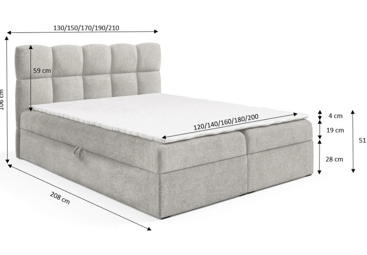 BOXSPRINGBETT mit zwei Stauräume 160x200 cm in Hellgrau - Hellgrau, Textil (160/200cm) - Home Collective