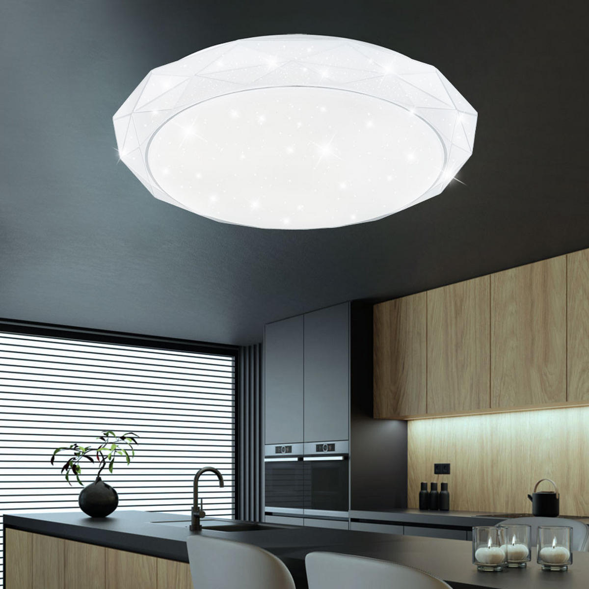 LED DECKENLEUCHTE Metall Weiß - Weiß, Metall (50/50/9cm) - Globo Lighting