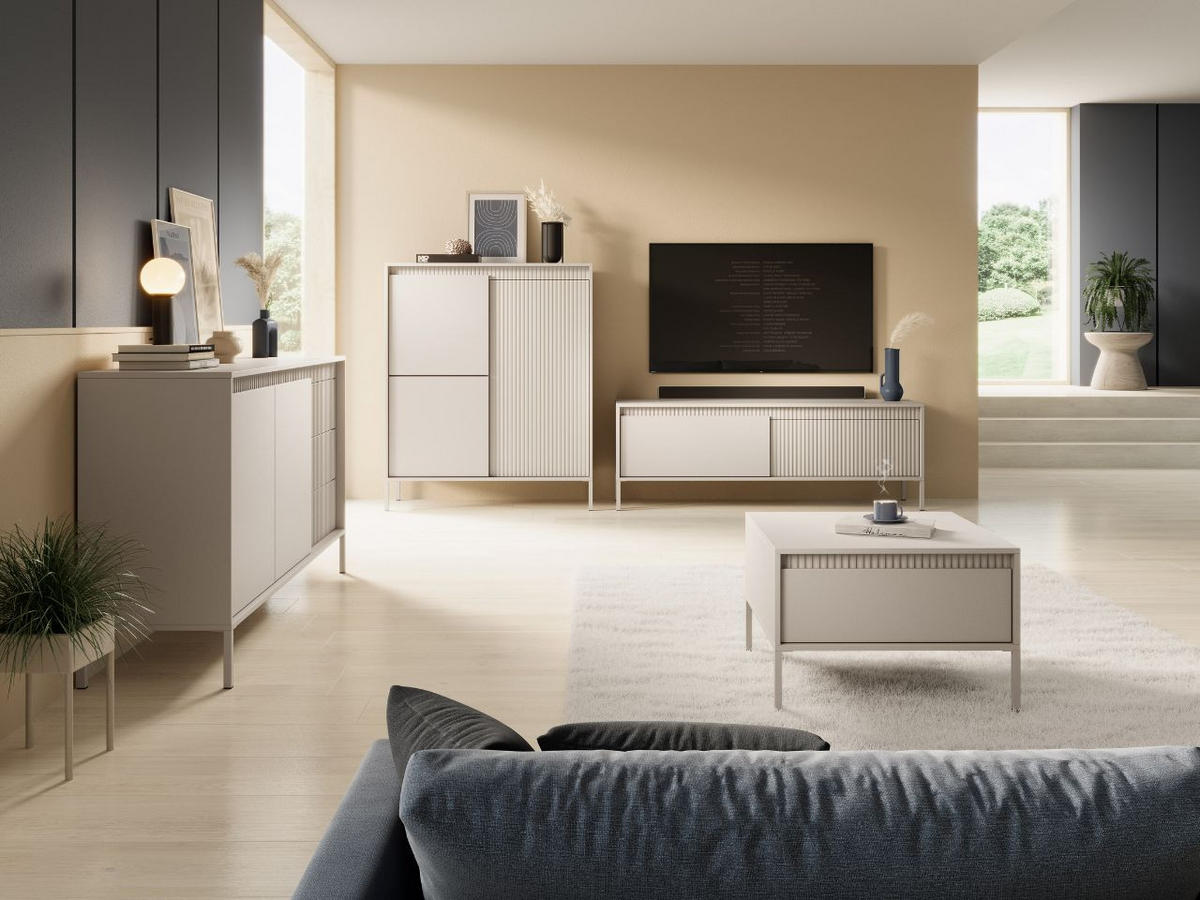 KOMMODE Beige 154/82/40 cm Sorano - Beige, Naturmaterialen/Metall (154/82/40cm) - Graingold