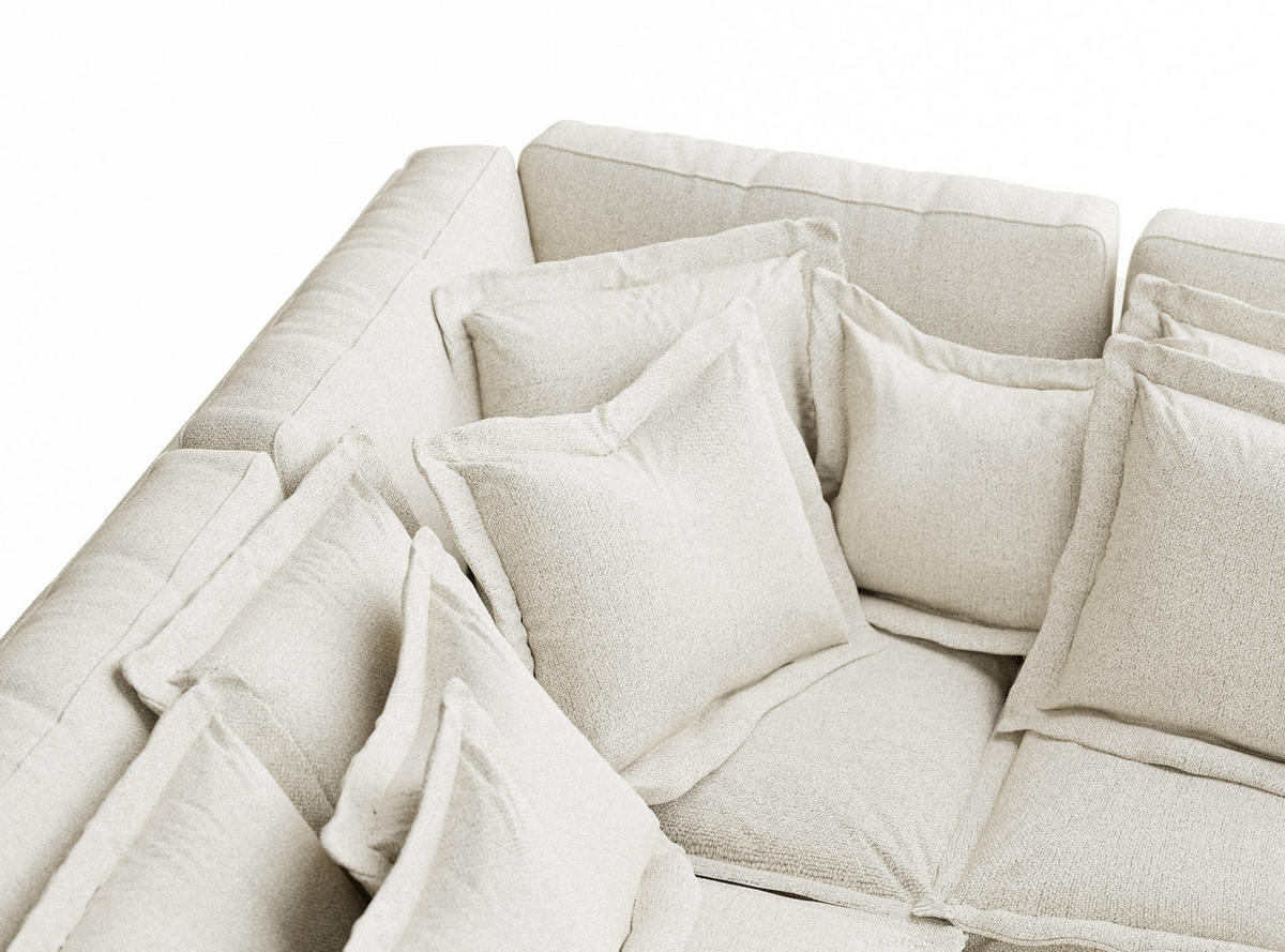 ECKSOFA Amalfi Creme Webstoff - Creme/Schwarz, Holz/Holzwerkstoff (238/222cm) - Maison de Reve