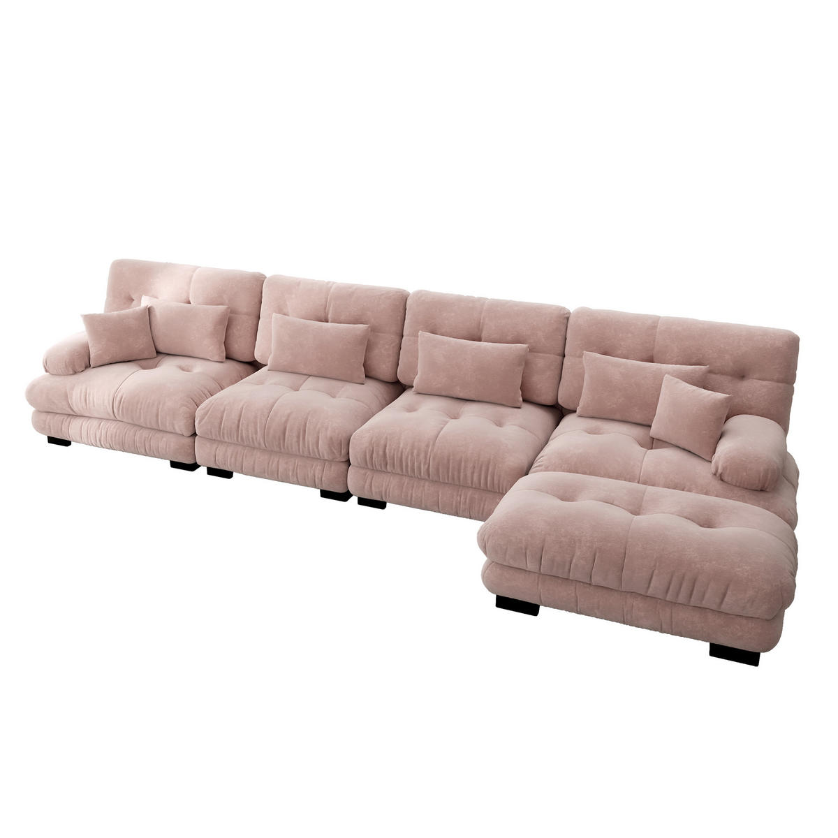KOTNI KAVČ 406/145/81 cm Rožnat - pink, tekstil (145/406cm)