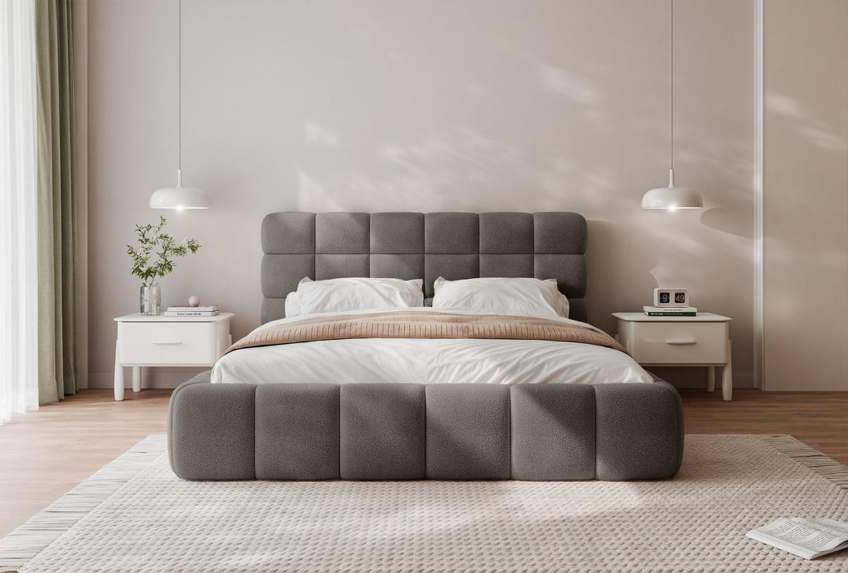 POLSTERBETT BIVIO 180x200 cm, Dunkelbraun - Dunkelbraun, Textil (180/200cm) - Fedve