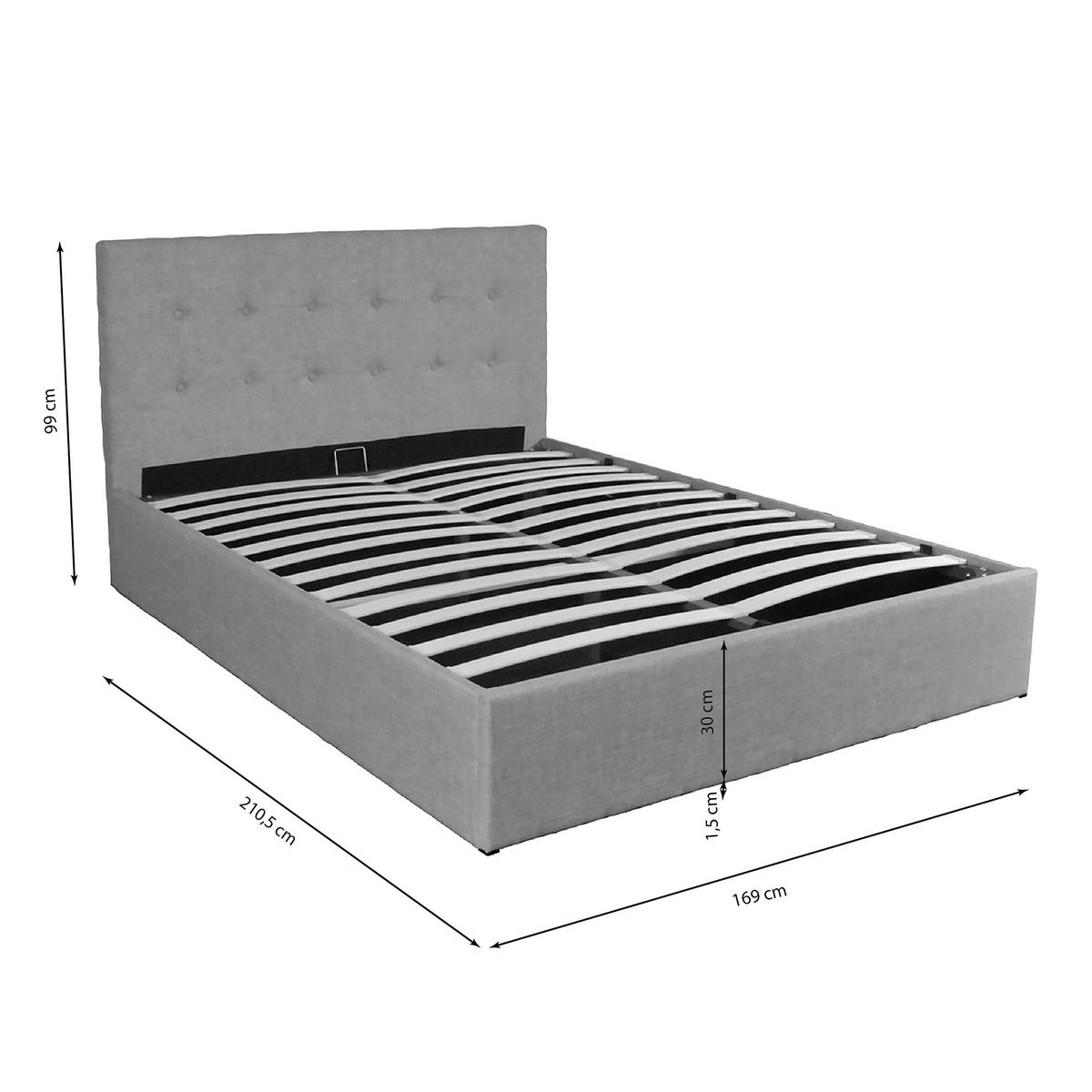 BETTKASTEN PARMA mit Lattenrost / Bett 160x200 - Hellgrau - Grau, Holzwerkstoff (160/200cm) - Weber Industries