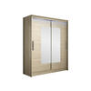 SCHWEBETÜRENSCHRANK Westa III, mit RGB LED Beleuchtung - Silberfarben/Sonoma Eiche, Holzwerkstoff/Metall (150/200/58cm) - MIRJAN24