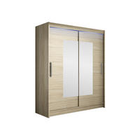 SCHWEBETÜRENSCHRANK Westa III, mit RGB LED Beleuchtung - Silberfarben/Sonoma Eiche, Holzwerkstoff/Metall (150/200/58cm) - MIRJAN24