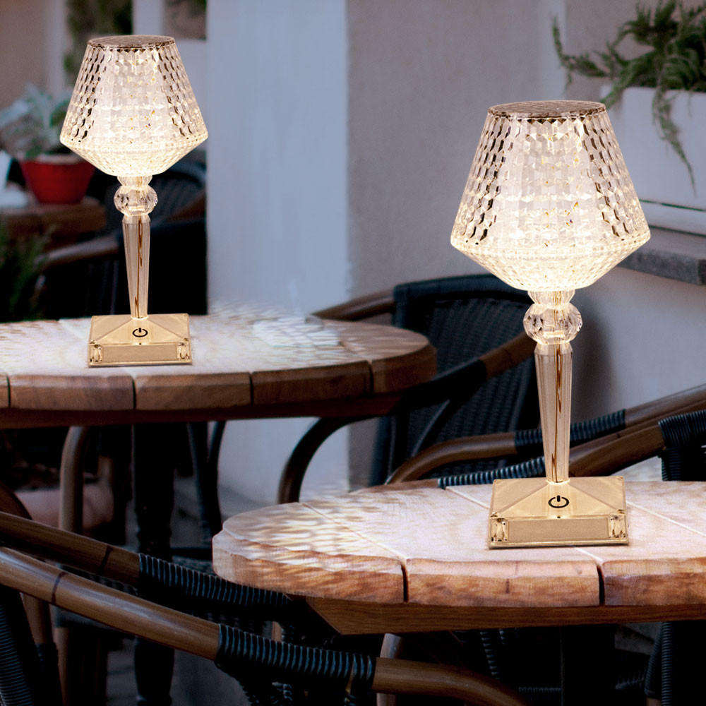 LED TISCHLEUCHTE Kunststoff Kristalloptik Klar 2er Set - Klar, Kunststoff (12/12/26cm) - Globo Lighting