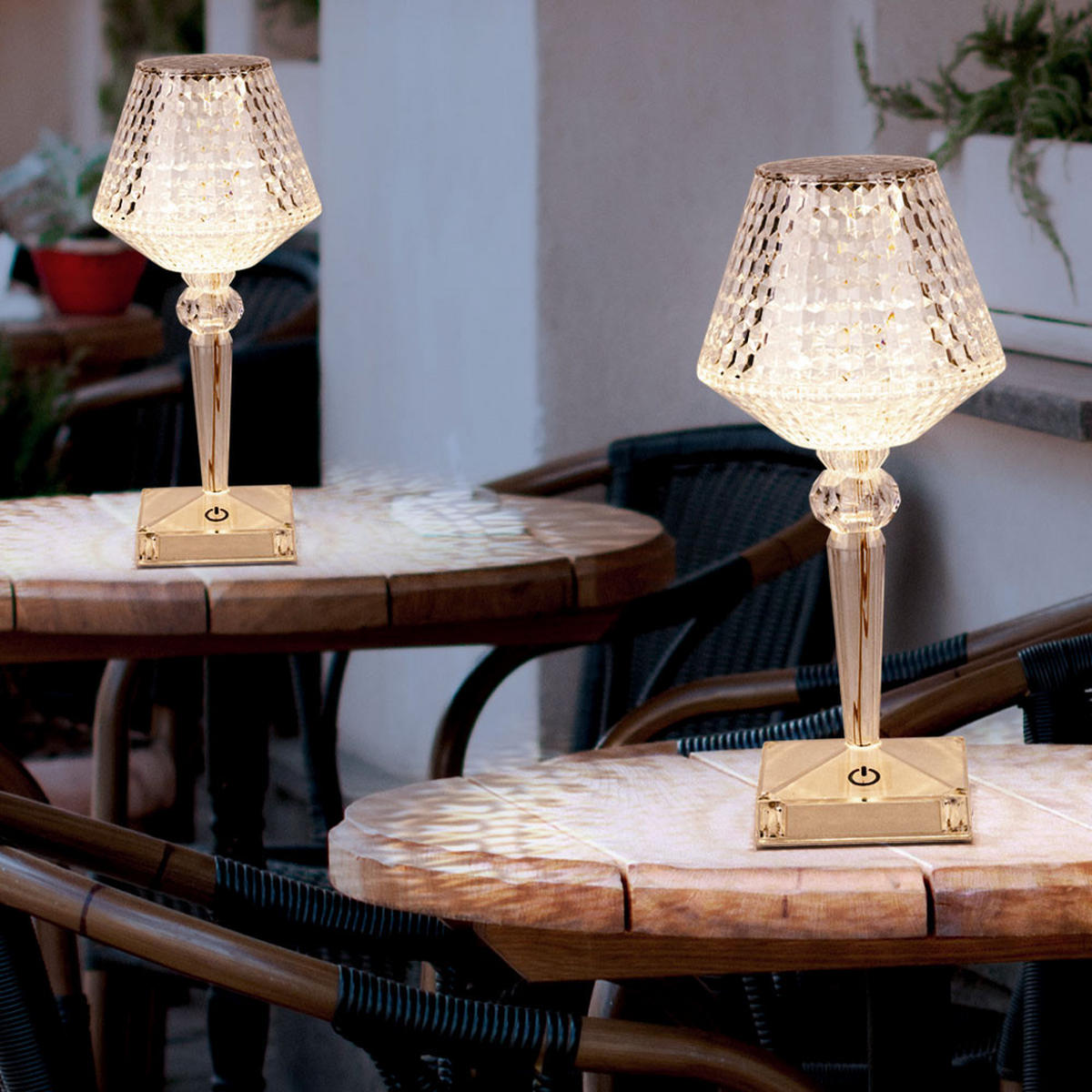 LED TISCHLEUCHTE Kunststoff Kristalloptik Klar 2er Set - Klar, Kunststoff (12/12/26cm) - Globo Lighting