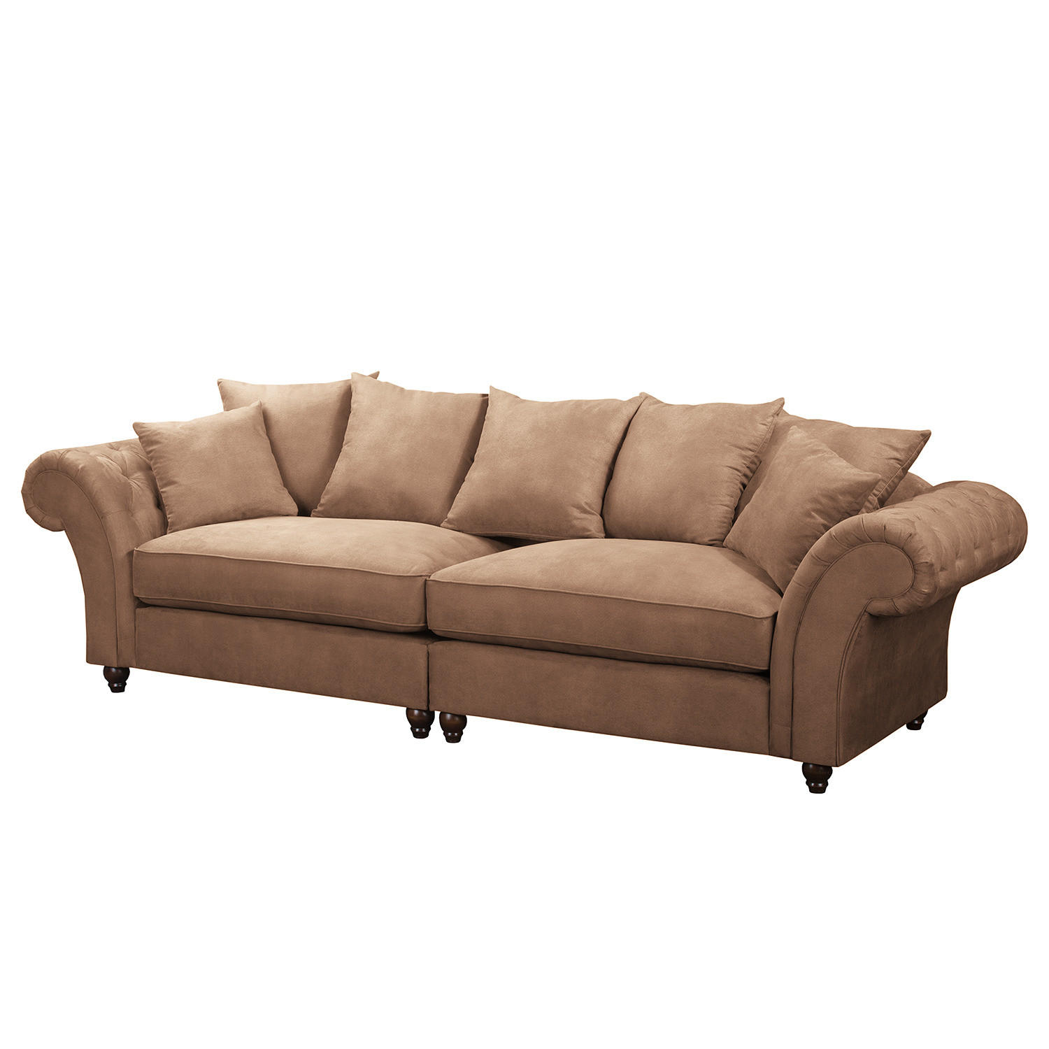 BIGSOFA - Antiklederlook - Braun/Cappuccino, Buchenholz/Textil (294/90/93cm) - home24