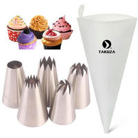 SPRITZBEUTEL Set 6-teilig mit Edelstahl-Tüllen - Silberfarben, Metall (23/40/40cm)