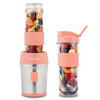 SMOOTHIE Maker SMOO10 Koralle, 570ml, BPA-frei, 2 tragbare Flaschen, Edelstahlklingen, 300W - Rosa, Metall (11.3/35/15cm) - HKoenig