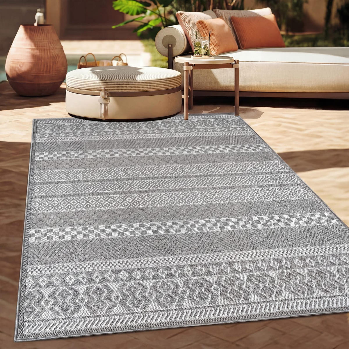 OUTDOORTEPPICH 80/150 cm Vermont 183 - Hellgrau, Kunststoff (80/150cm) - Paco Home