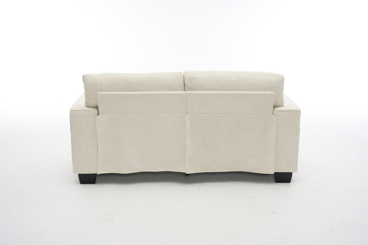 2-SITZER-SOFA 182 cm Chenille mit Getränkehaltern, DE-42913, Beige - Beige, Holz (182/96/79cm) - ComfortXL