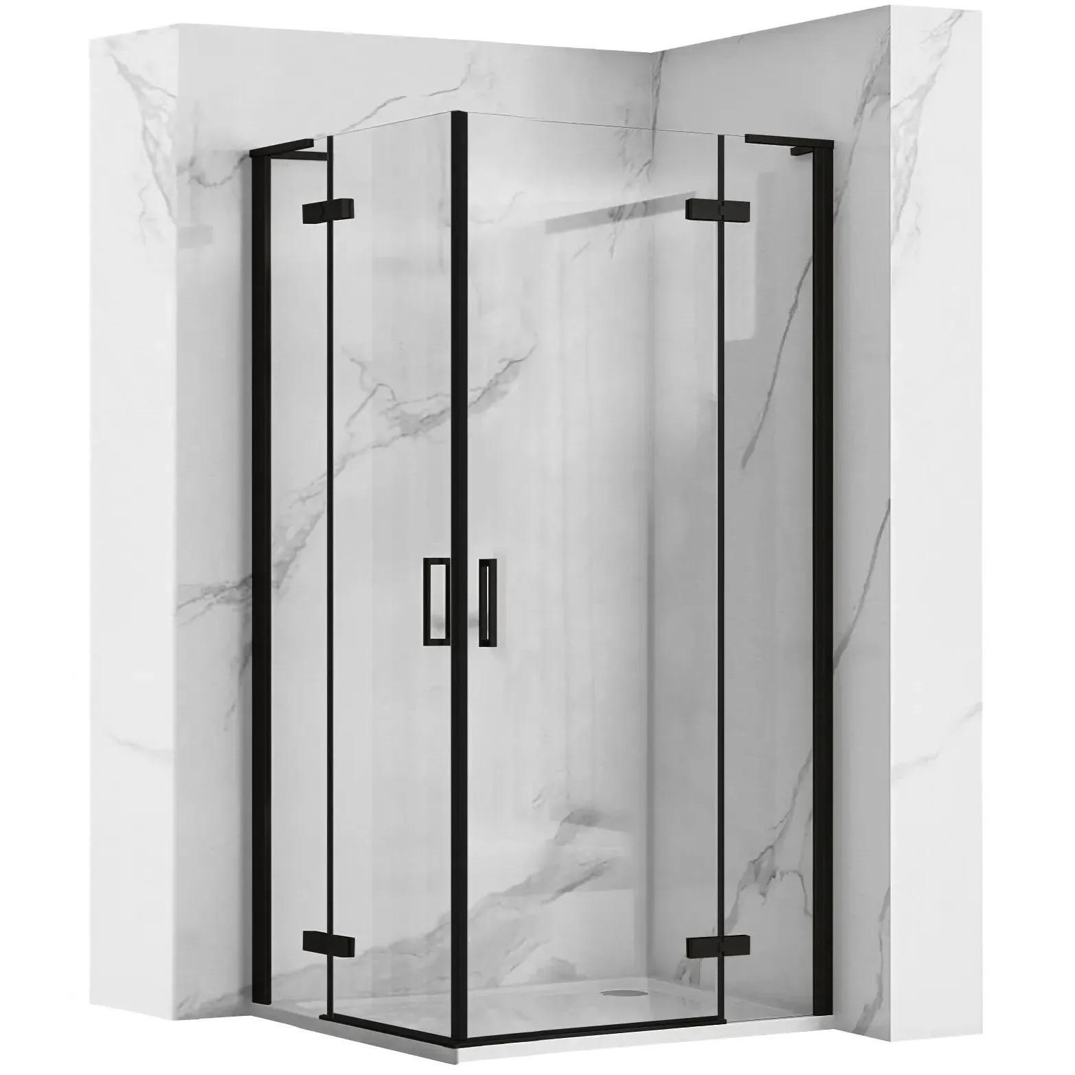 REA Duschkabine Schwarz 78x200.5x78 cm