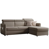 ECKSOFA BENI mit Schlaffunktion und Bettkasten, Stoff Dunkelbeige - Sandfarben, Kunststoff/Textil (220/160cm) - Idohome