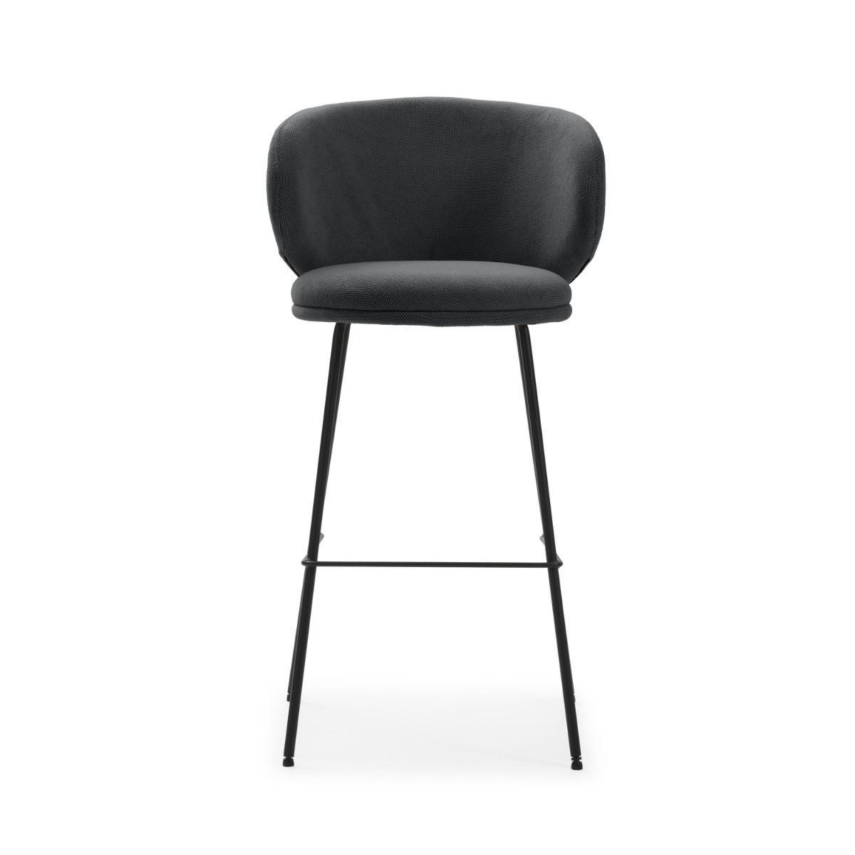 BARHOCKER (Set aus 2) aus Stoff mit schwarzen Metallbeinen - rush 56/53/65 cm - Dunkelgrau, Textil (53/65/56cm) - Calicosy