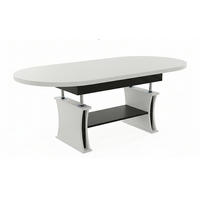 COUCHTISCH oval ausziehbar höhenverstellbar Ablage 130/80/60 cm - Schwarz/Weiß, Holzwerkstoff (80/130/60cm) - designimpex