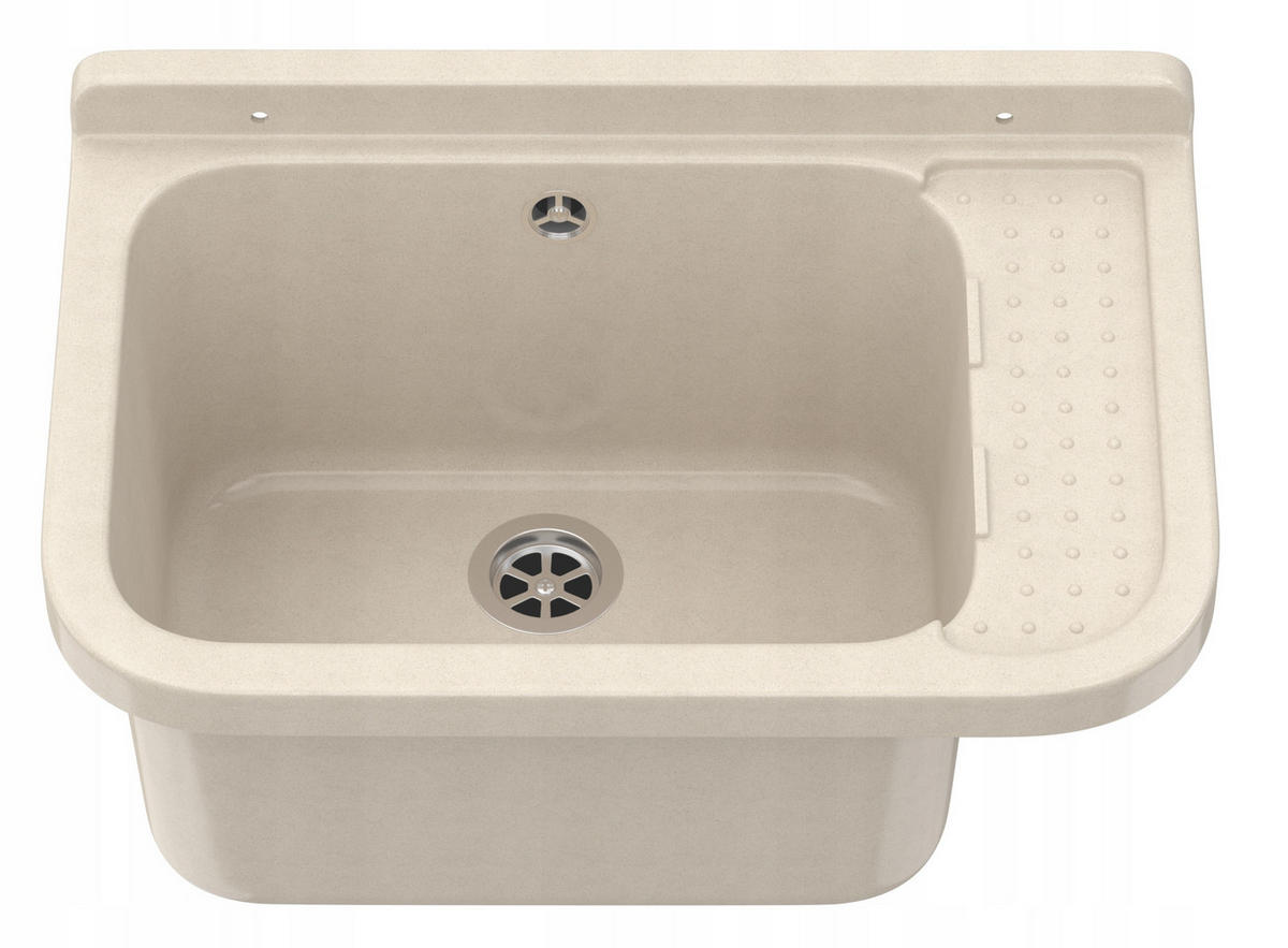 SPÜLBECKEN Poli mit Batterie - Beige, Kunststoff (50/34/21cm) - Granitan