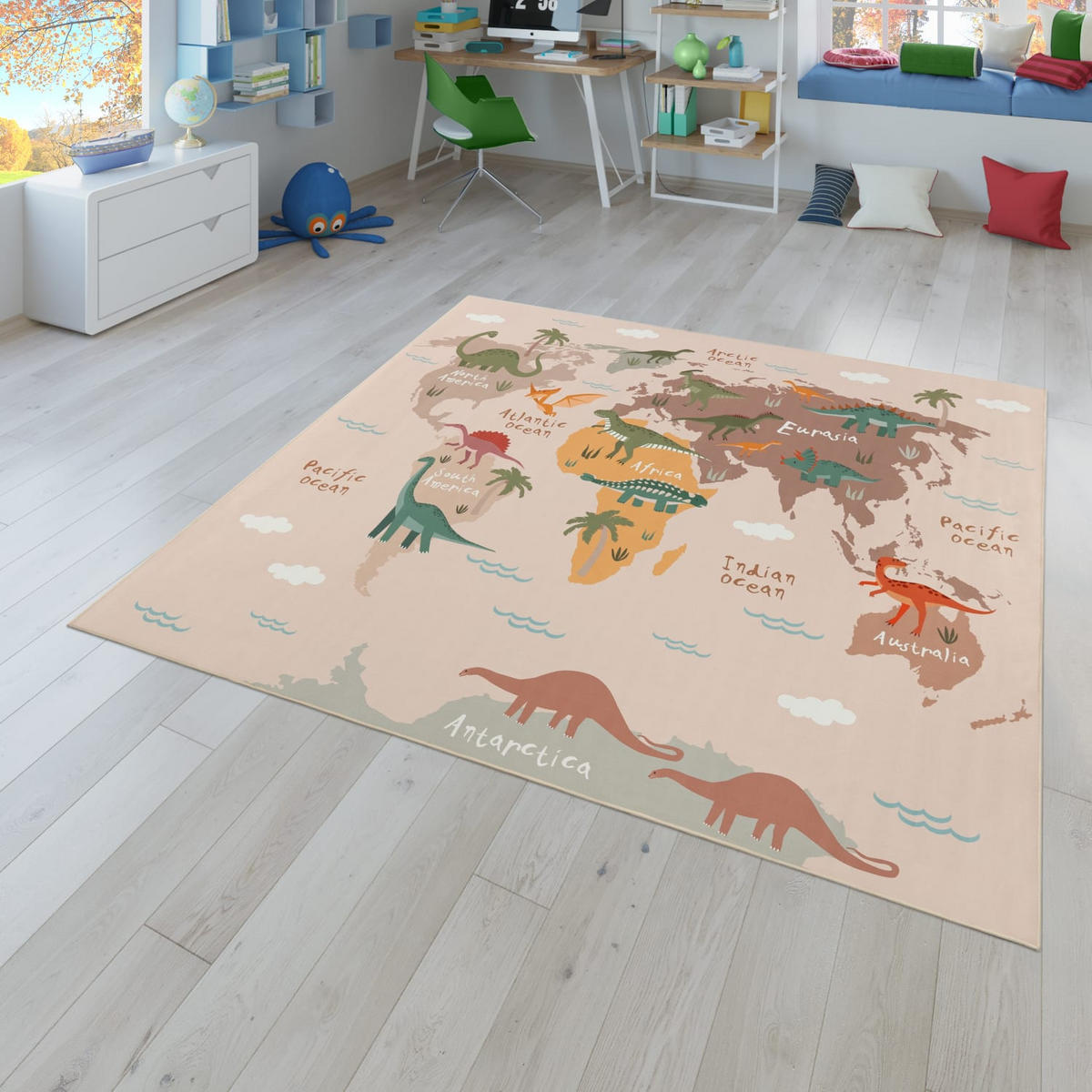 KINDERTEPPICH Dino Beige 200 x 200 cm - Beige, Kunststoff (200/200cm) - TT Home