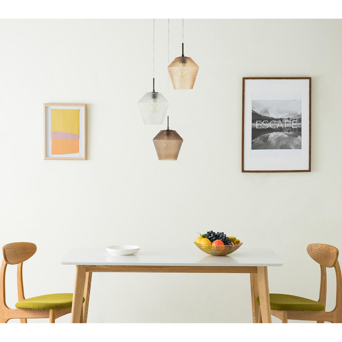 PENDELLEUCHTE - Eisen / Glas, 3-flammig - Beige/Grau, Glas (40/40/150cm) - home24