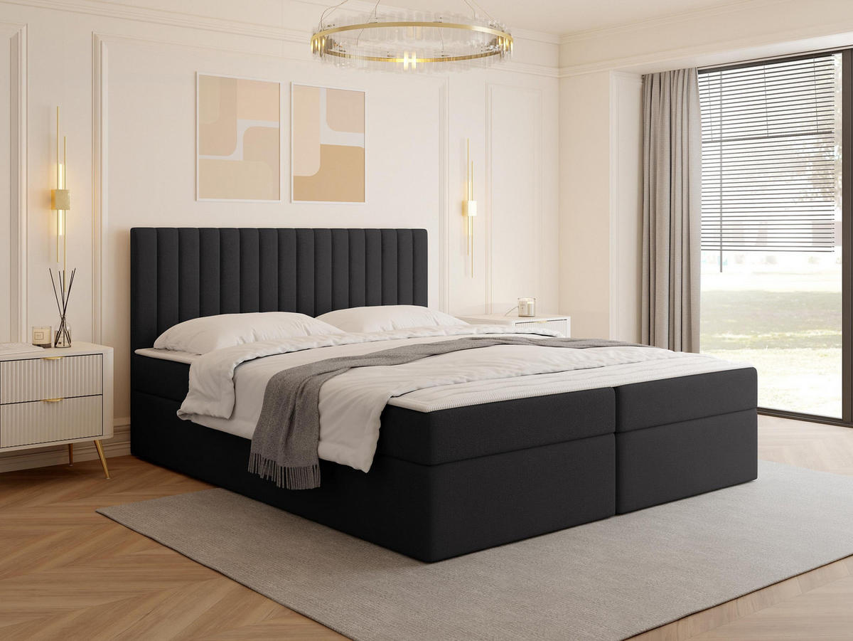 BOXBETT Tirulo - H3 - Dunkelgrau/Schwarz, Holzwerkstoff/Kunststoff (140/200cm) - MIRJAN24