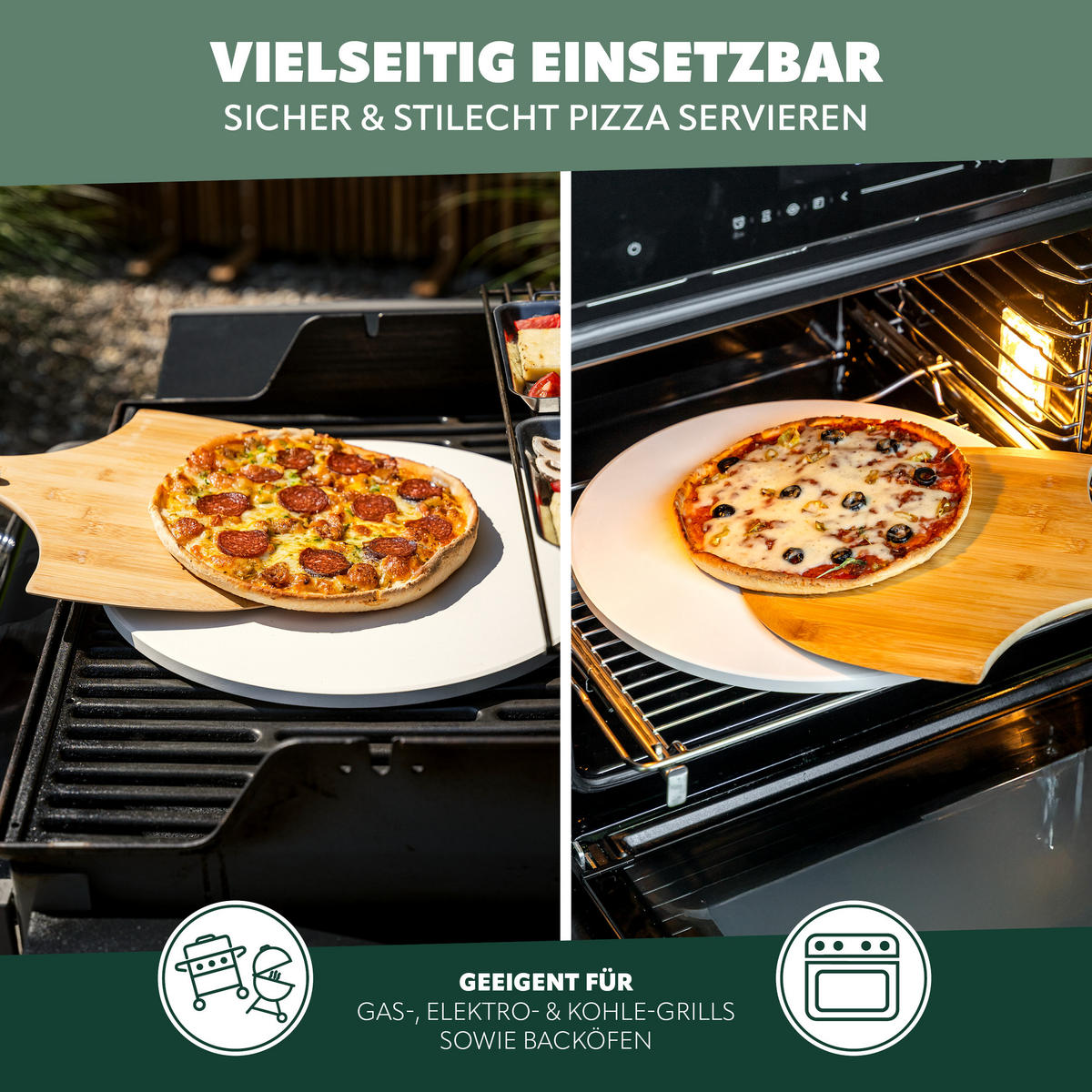 PIZZASTEIN 2er-Set, beige - Naturfarben, Naturmaterialien (30/1/37.5cm) - bremermann