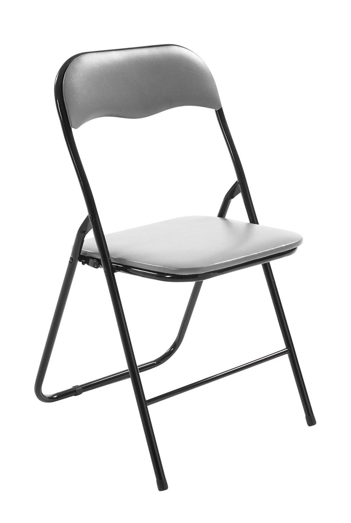 BESUCHERSTUHL Lederlook grau/schwarz - Schwarz/Grau, Textil/Metall (45/78/45cm) - CLP