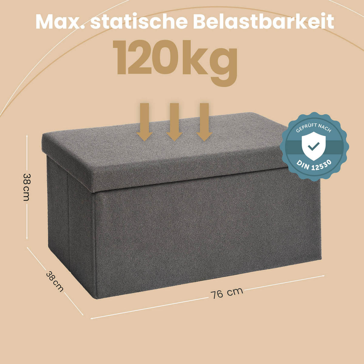 SITZBANK 76/38/38 cm, Dunkelgrau - Dunkelgrau, Kunststoff (38/38/76cm) - Blumtal