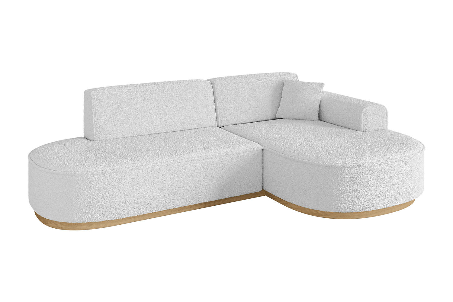 ECKSOFA Ottomane Rechts MARI-L1-v2 - 243x171x83 cm Weiß Bouclé - Weiß, Holzwerkstoff/Textil (171/243cm) - ALTDECOR