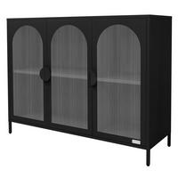 VITRINENSCHRANK aus Stahl 120x93x40 cm Schwarz mit 3 Türen - Schwarz, Metall (120/93/40cm) - ML-DESIGN