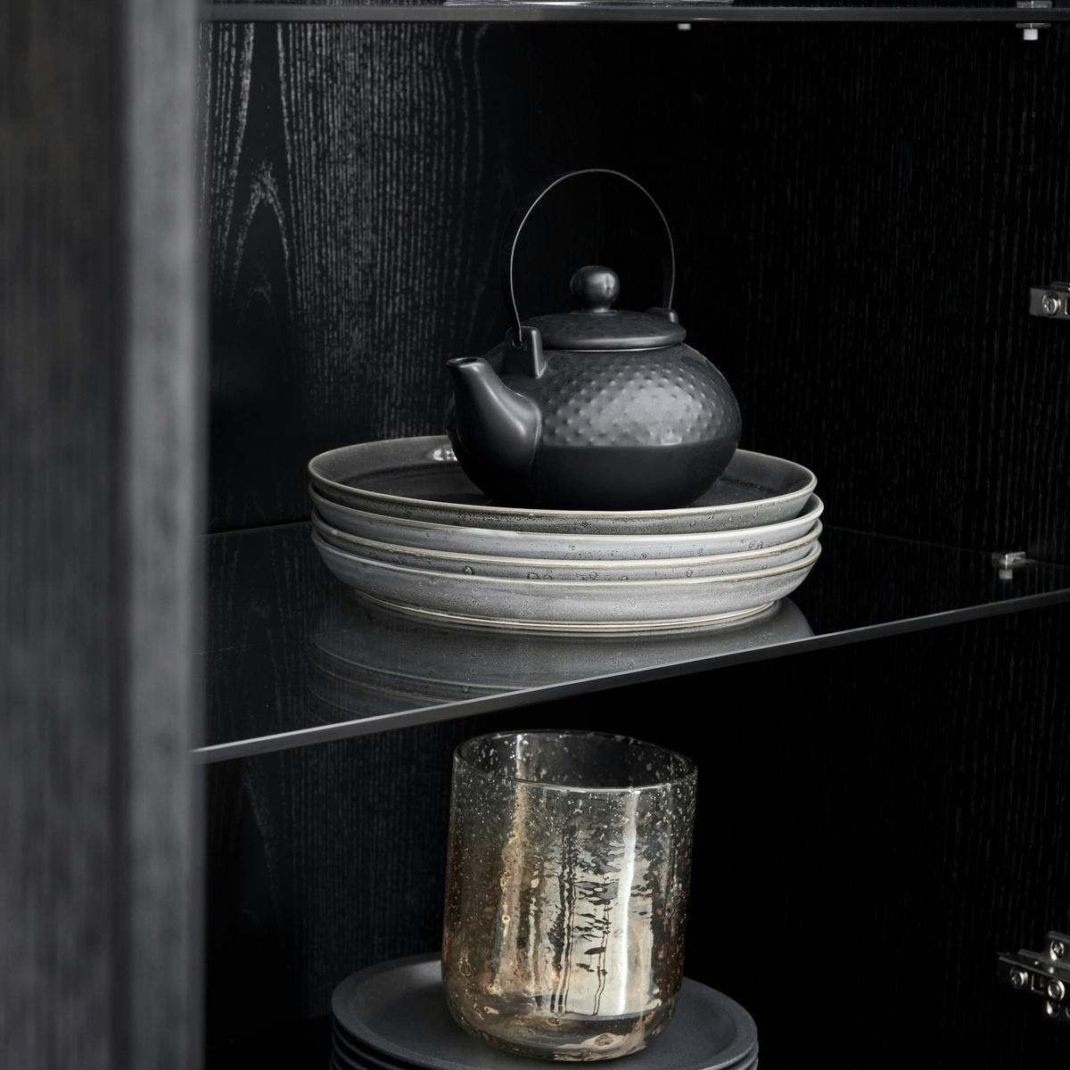VITRINE Schwarz - Schwarz, Holz/Metall (110/190/45cm) - Furnhouse